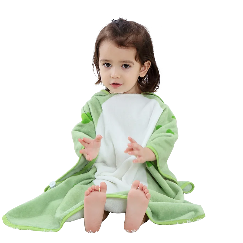 Dinosaur Hooded Poncho — Soft Cotton for Little Ones, close-up detail