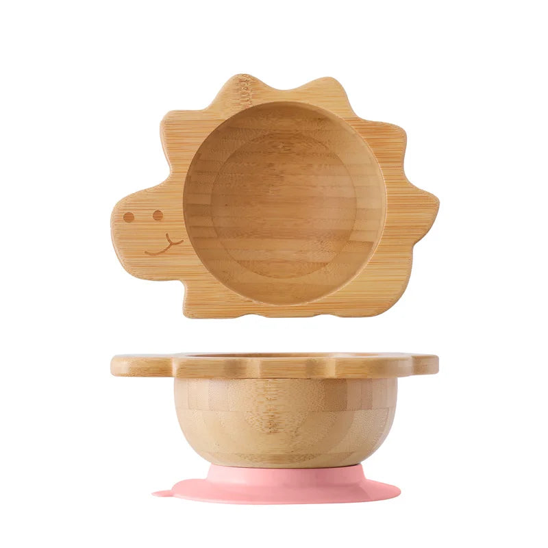 Bamboo Baby Feeding Set — Sun Plate & Suction Bowl, warm tone view