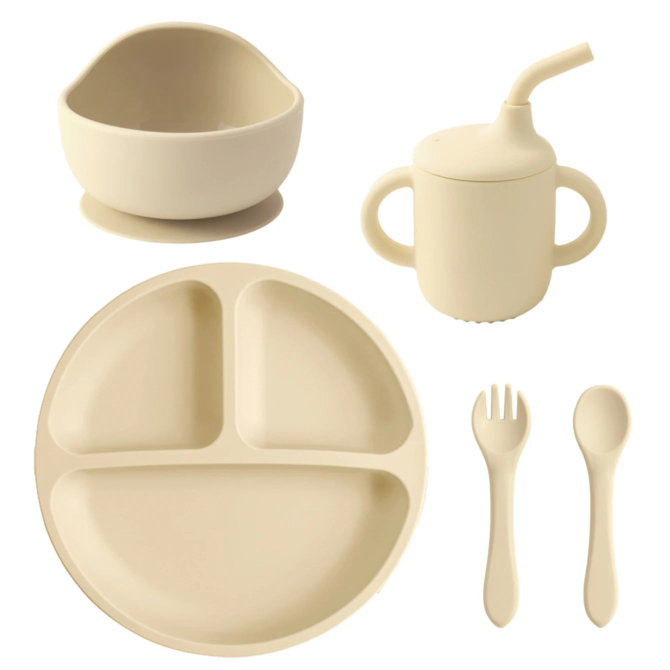Silicone Baby Feeding Set 5PCS — Mess-Free & Learning, handcrafted finish