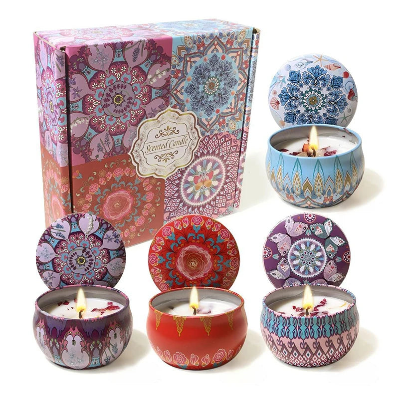 4-Piece Scented Candle Set — Bohemian Patterns for Relaxation