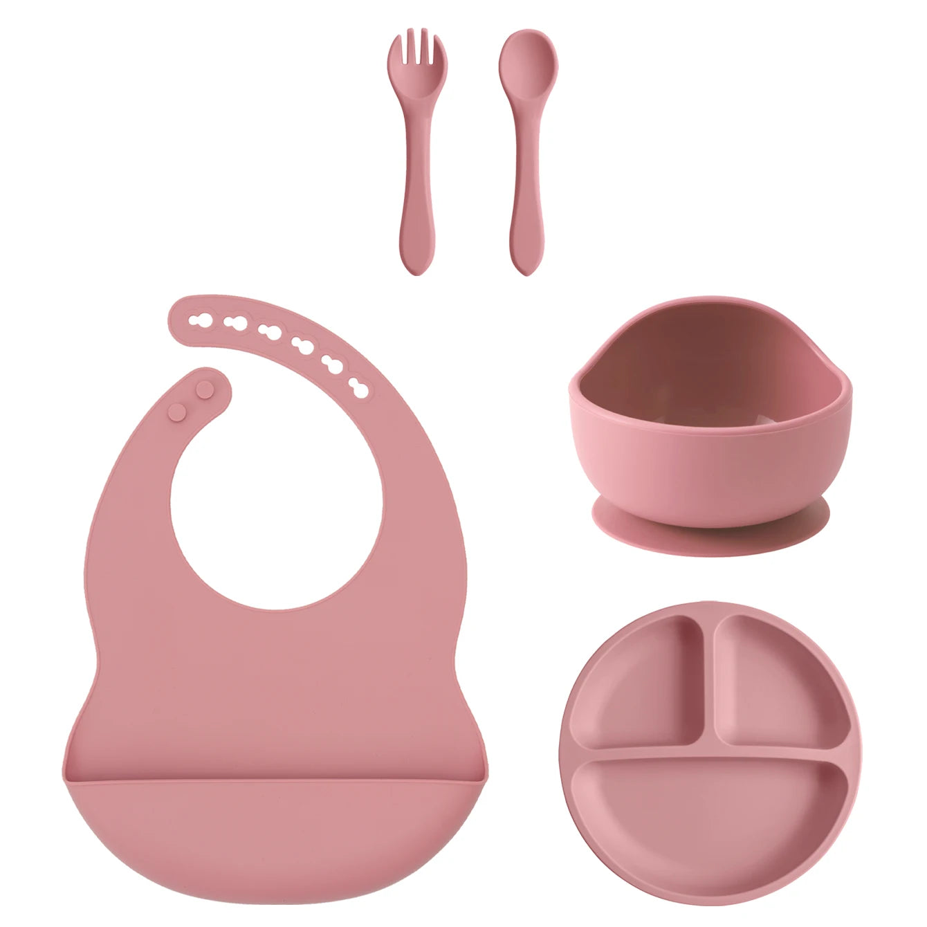 Silicone Baby Feeding Set 5PCS — Gentle Mealtime Essentials, side view
