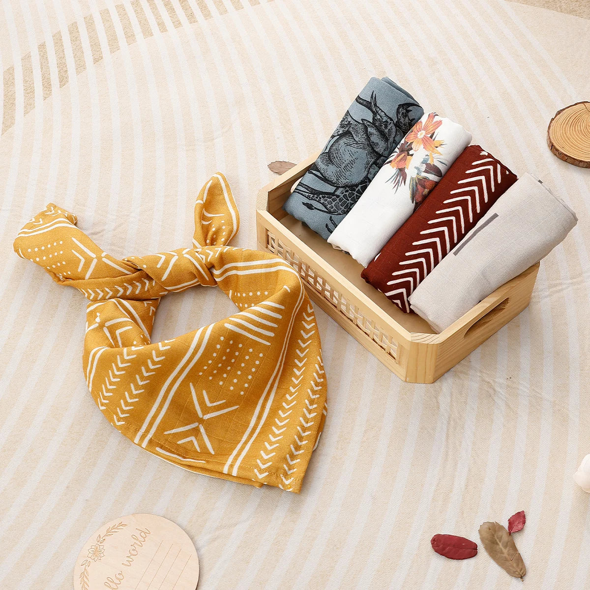 Baby Muslin Burp Cloths — 5-Pack Bamboo Cotton Set, premium quality view