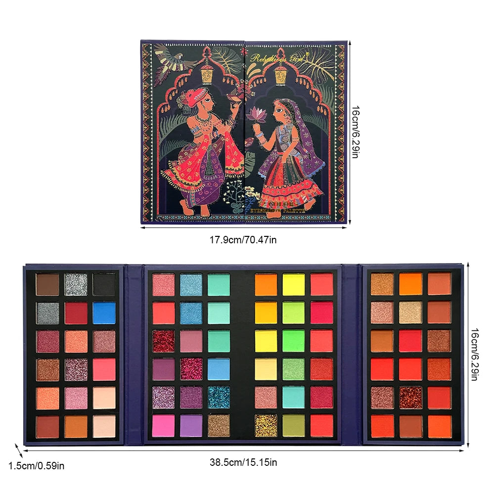 Eyeshadow Palette — 72 Vibrant Matte & Shimmer Shades, thoughtful detail