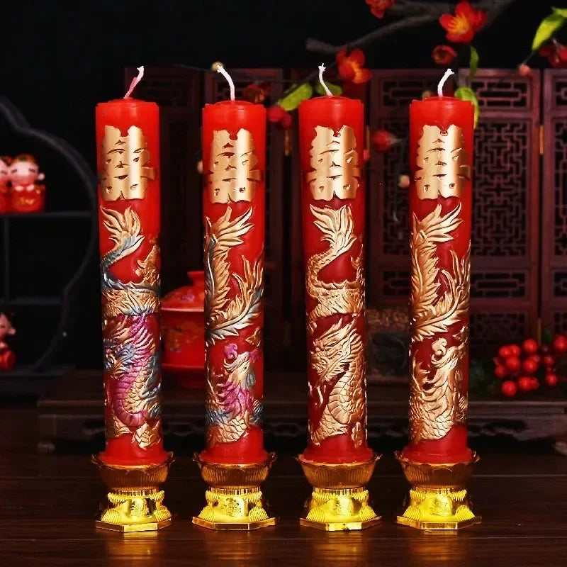 Wedding Candles — Dragon & Phoenix Unity Decor, close-up detail
