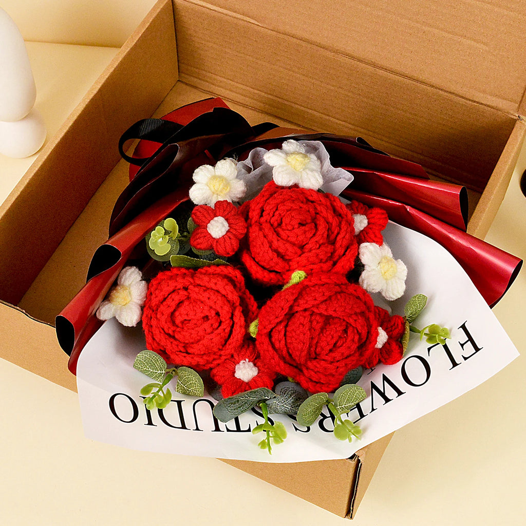 Crochet Red Rose Bouquet — For Cherished Moments, alternate angle