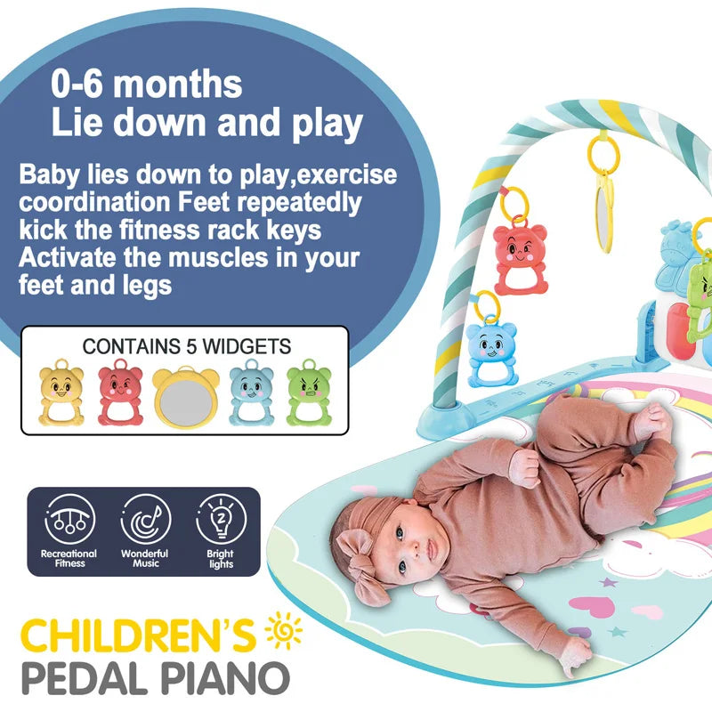 Baby Activity Gym — Musical Piano Play Mat, natural styling