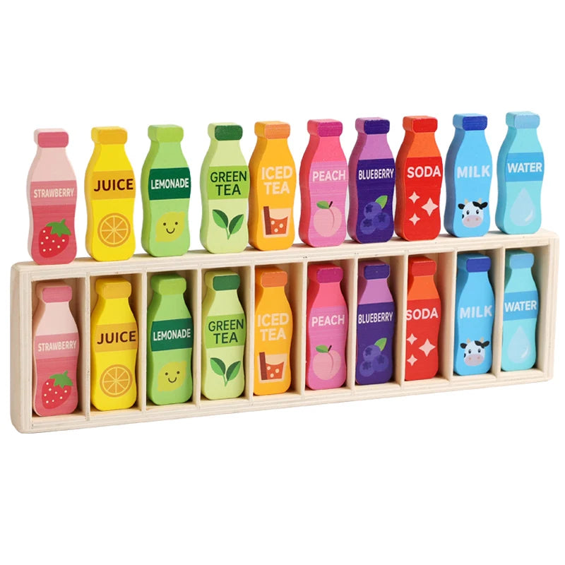Montessori Wooden Peg Dolls — Color Sorting for Toddlers 3+, soft texture detail