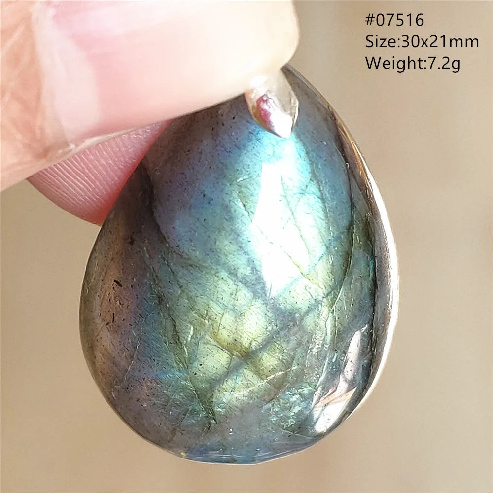Labradorite Teardrop Pendant — A Soothing Blue Gemstone, top view