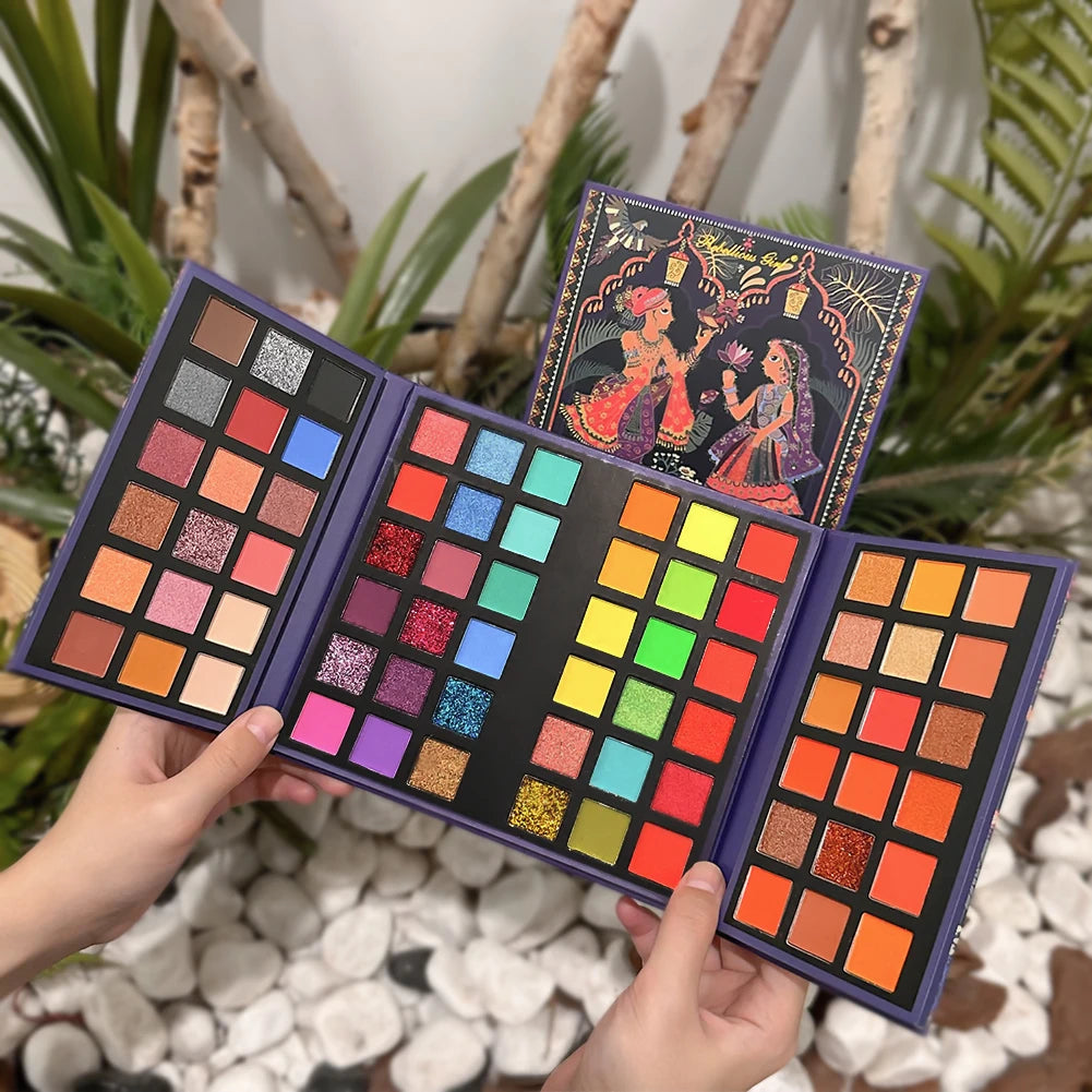 Eyeshadow Palette — 72 Vibrant Matte & Shimmer Shades, close-up detail