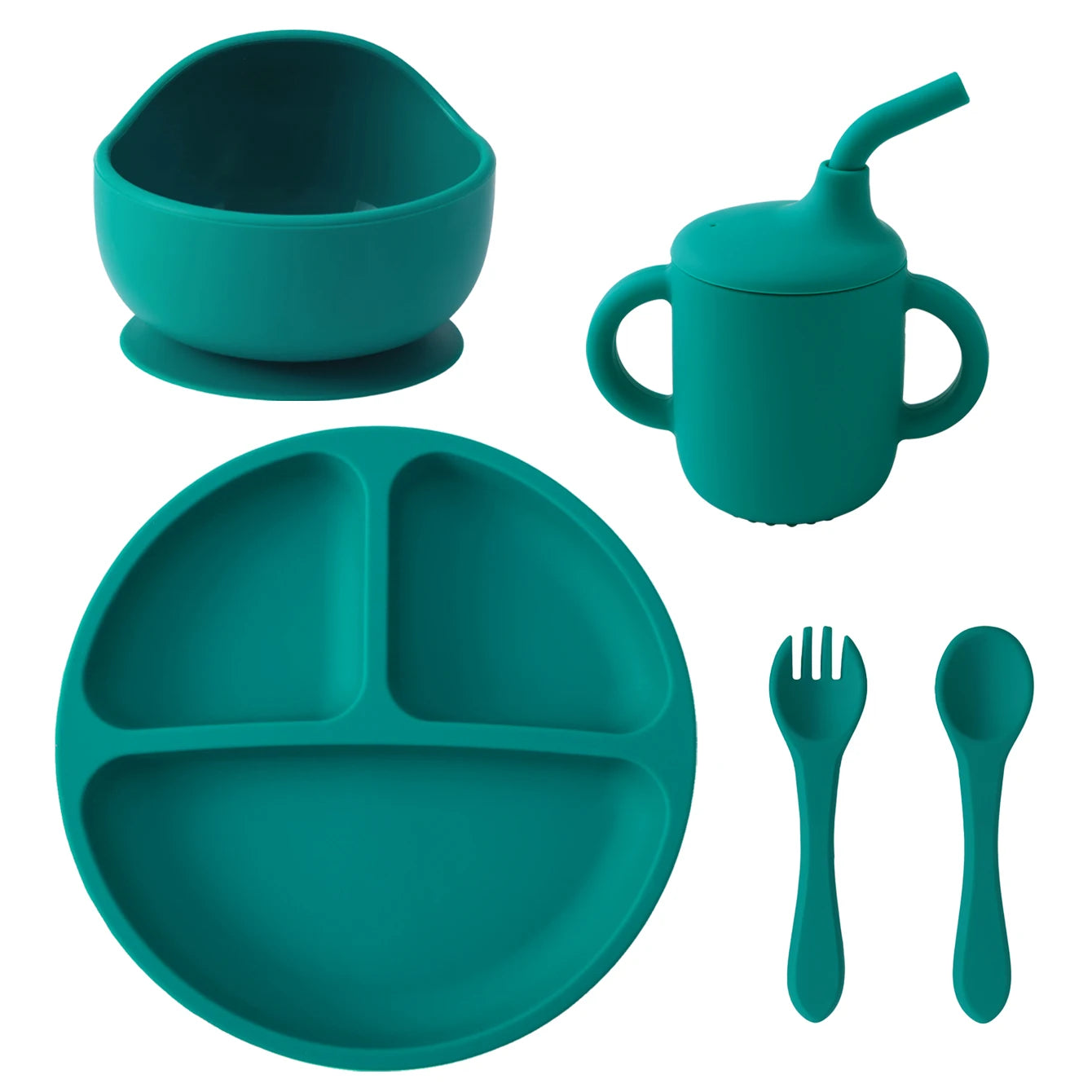 Silicone Baby Feeding Set 5PCS — Mess-Free & Learning, gift-ready presentation