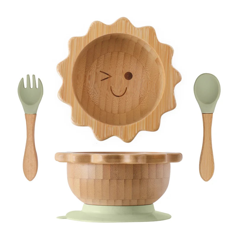 Bamboo Baby Feeding Set — Sun Plate & Suction Bowl, ambient mood shot