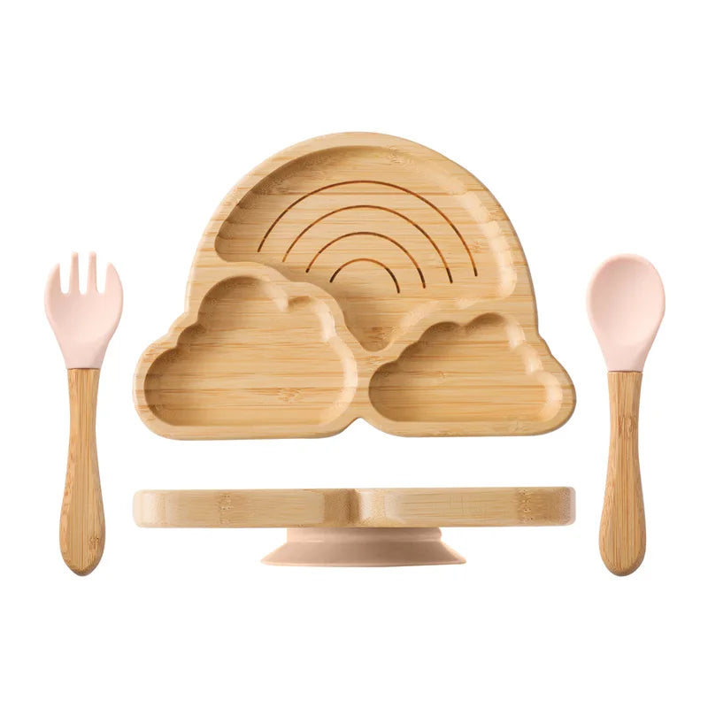 Bamboo Baby Feeding Set — Sun Plate & Suction Bowl, gift-ready presentation