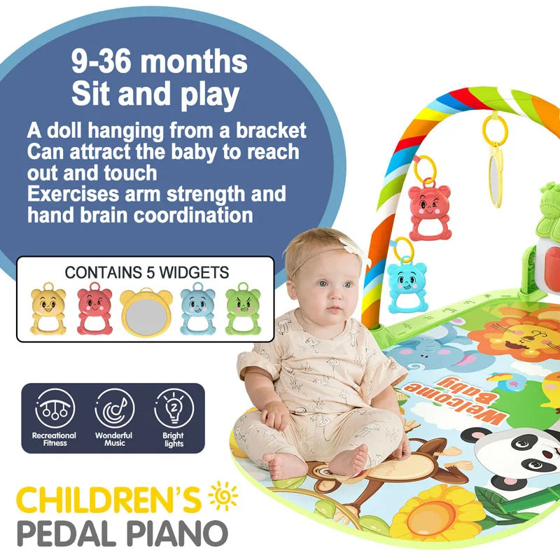 Baby Activity Piano Gym — Infant Musical Play Mat, natural styling
