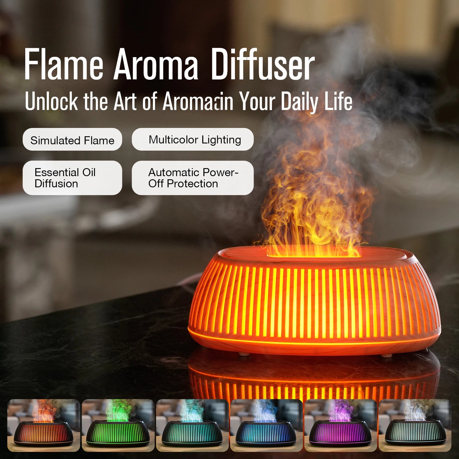Flame Aroma Diffuser — Soothing Mist & Glow, thoughtful detail