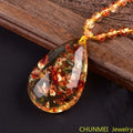 Beeswax Amber Pendant Necklace — Floral Inclusions