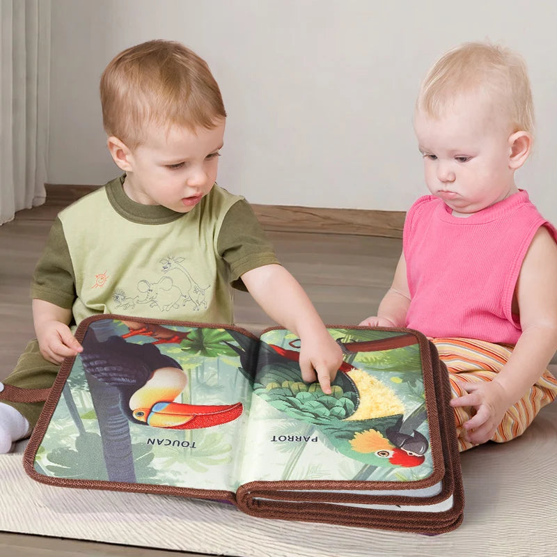 Toddler Sensory Cloth Book — For Early Animal Learning, lifestyle setting