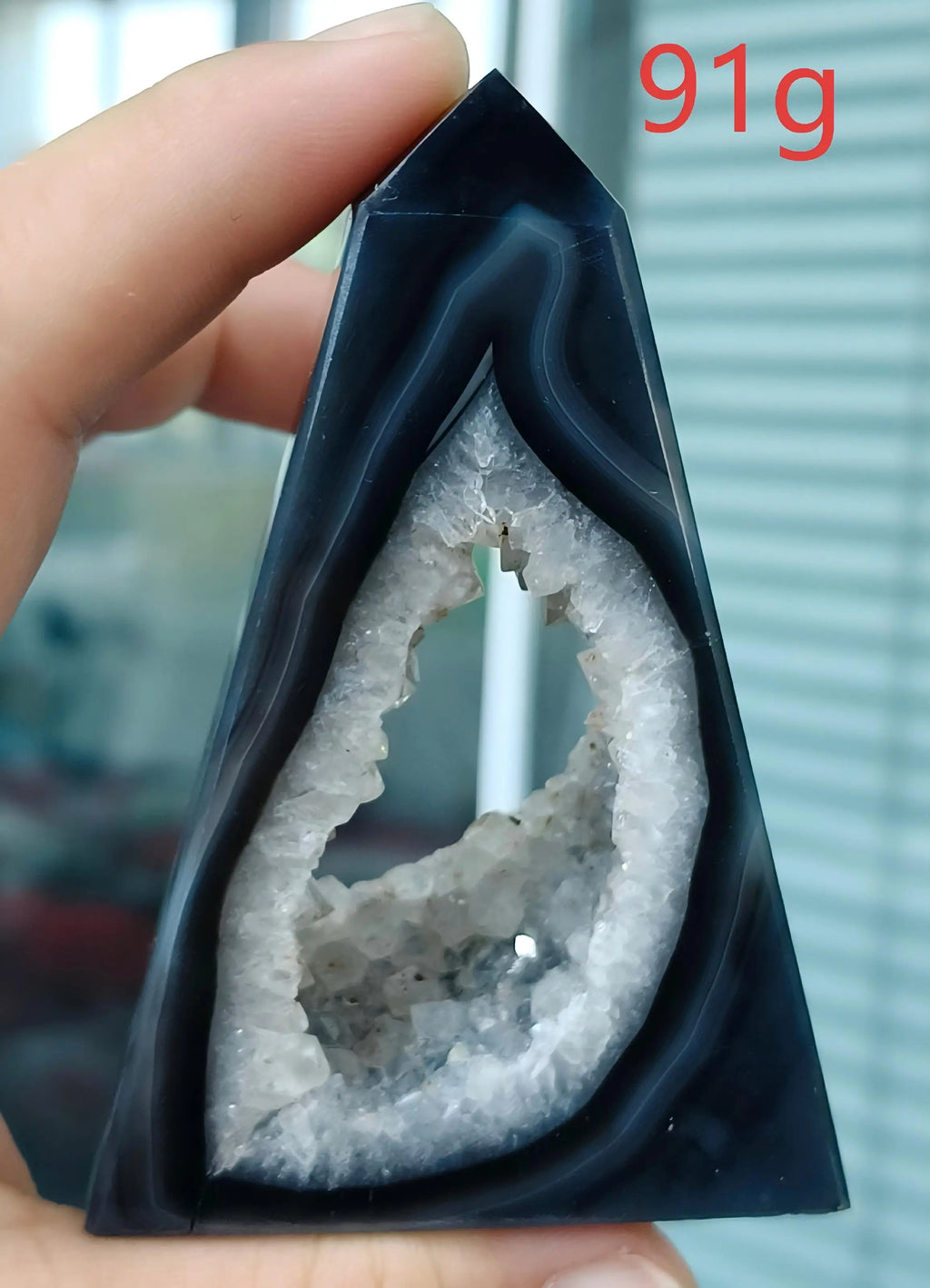 Black Agate Geode Point 102g — Elegant Home Decor, premium quality view
