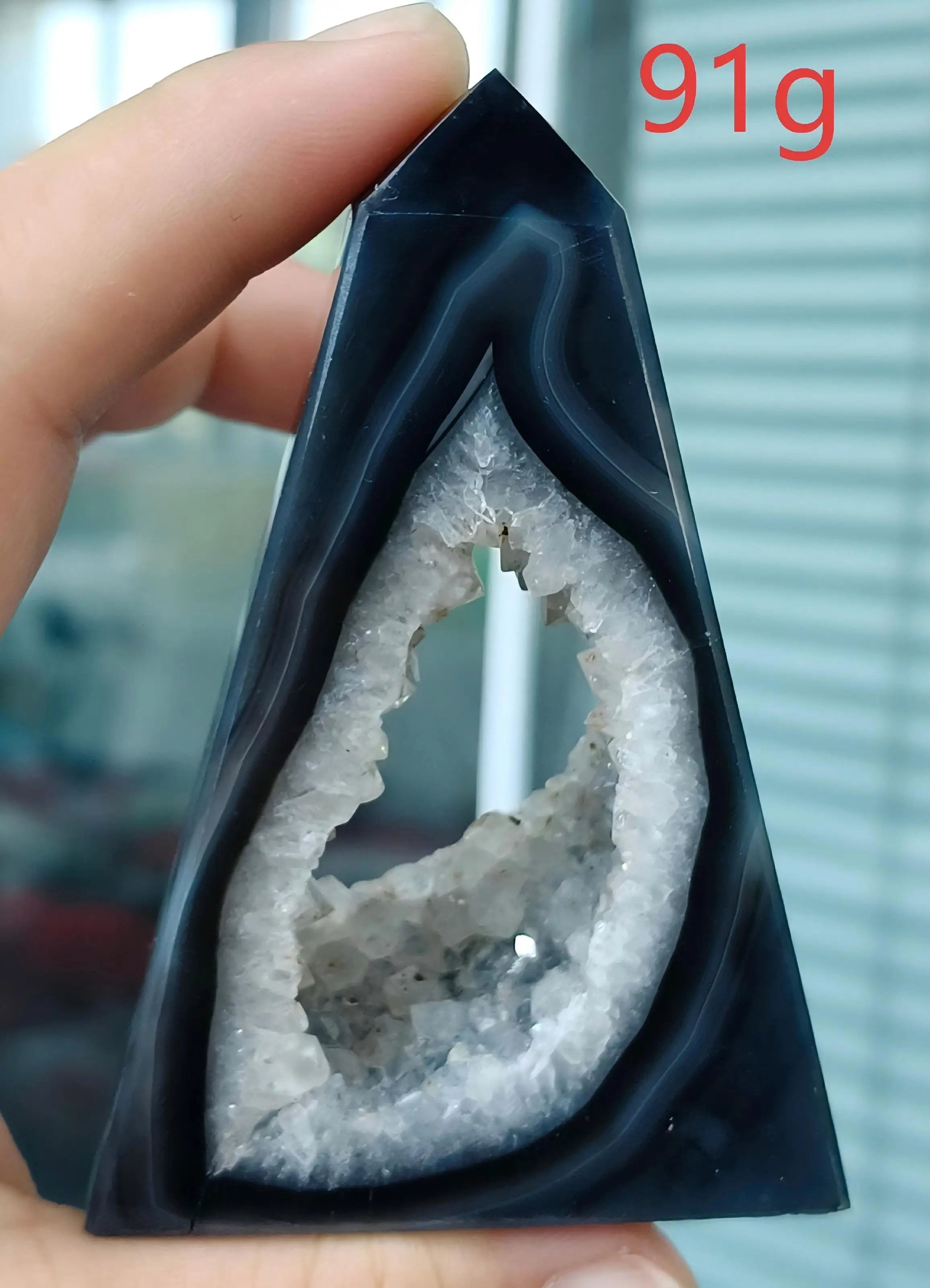 Black Agate Geode Point 102g — Elegant Home Decor, premium quality view