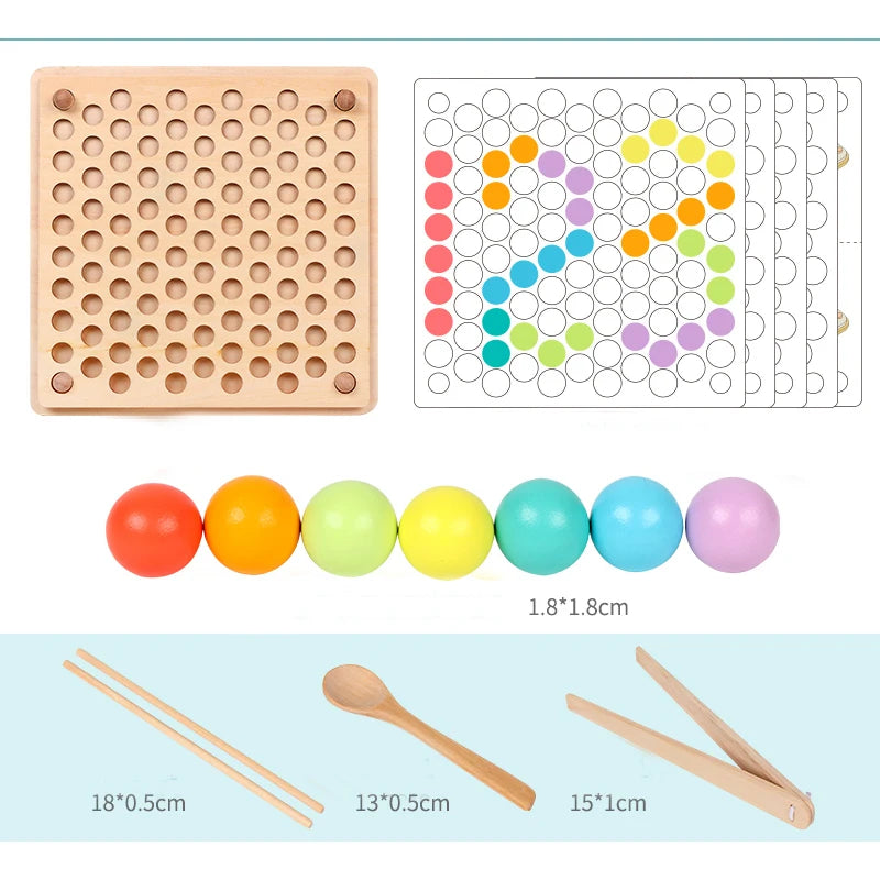 Montessori Bead Sorting Game — Fine Motor Skills Toy, close-up detail
