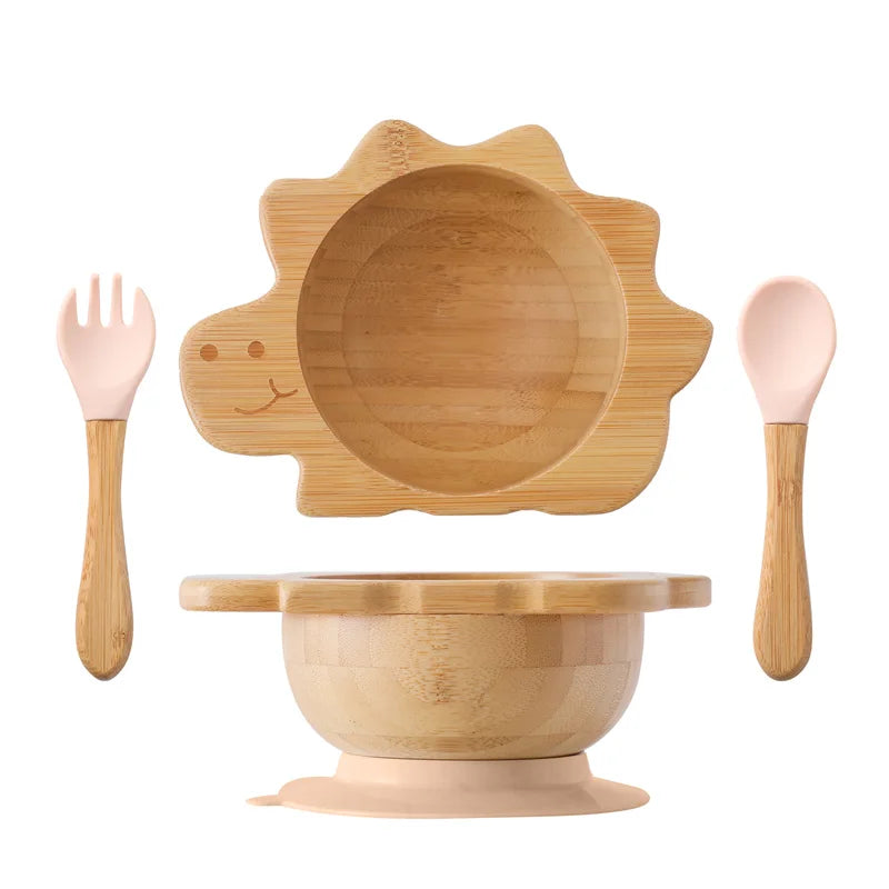 Bamboo Baby Feeding Set — Sun Plate & Suction Bowl, top view