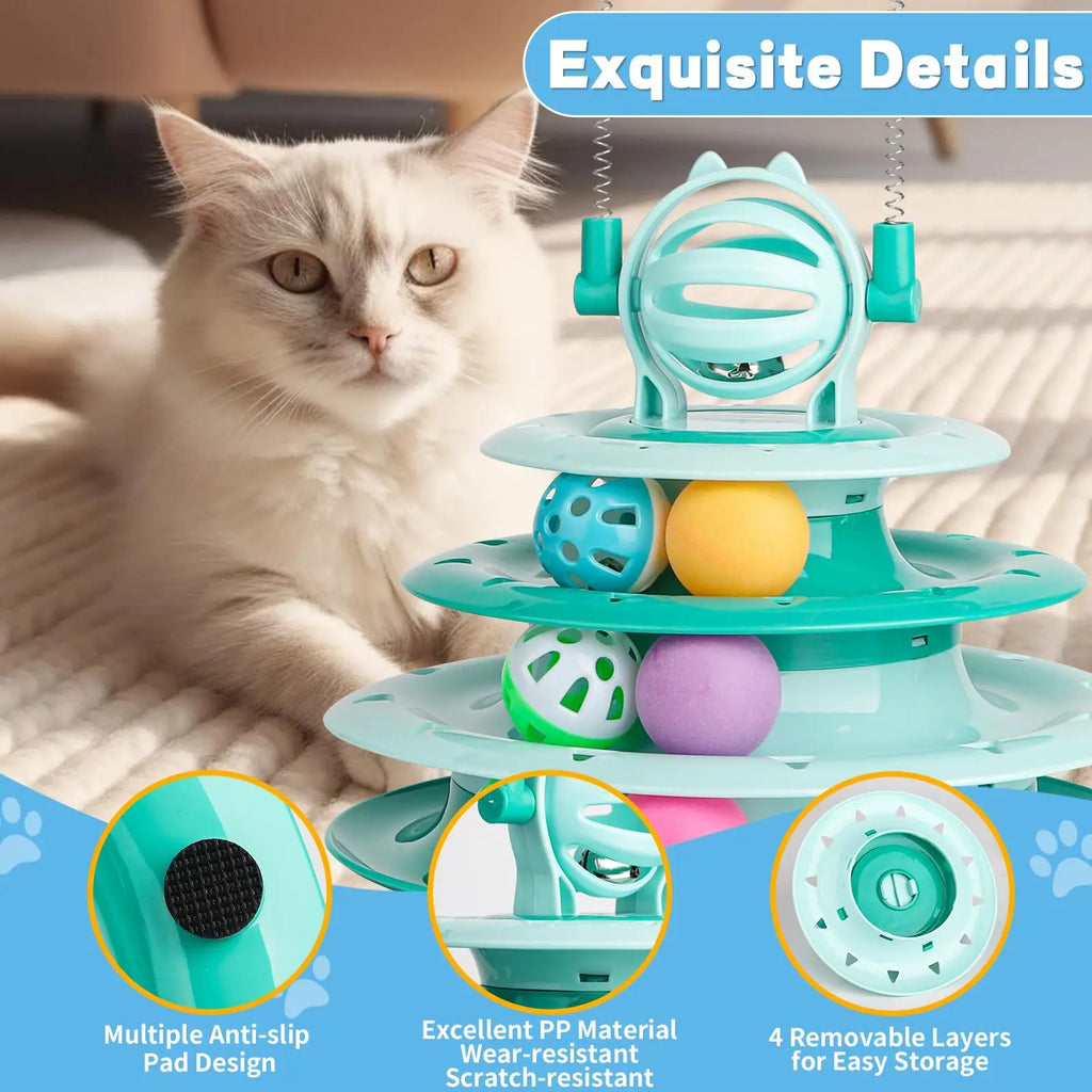 Interactive Cat Ball Track — Feather Wand Play, alternate angle