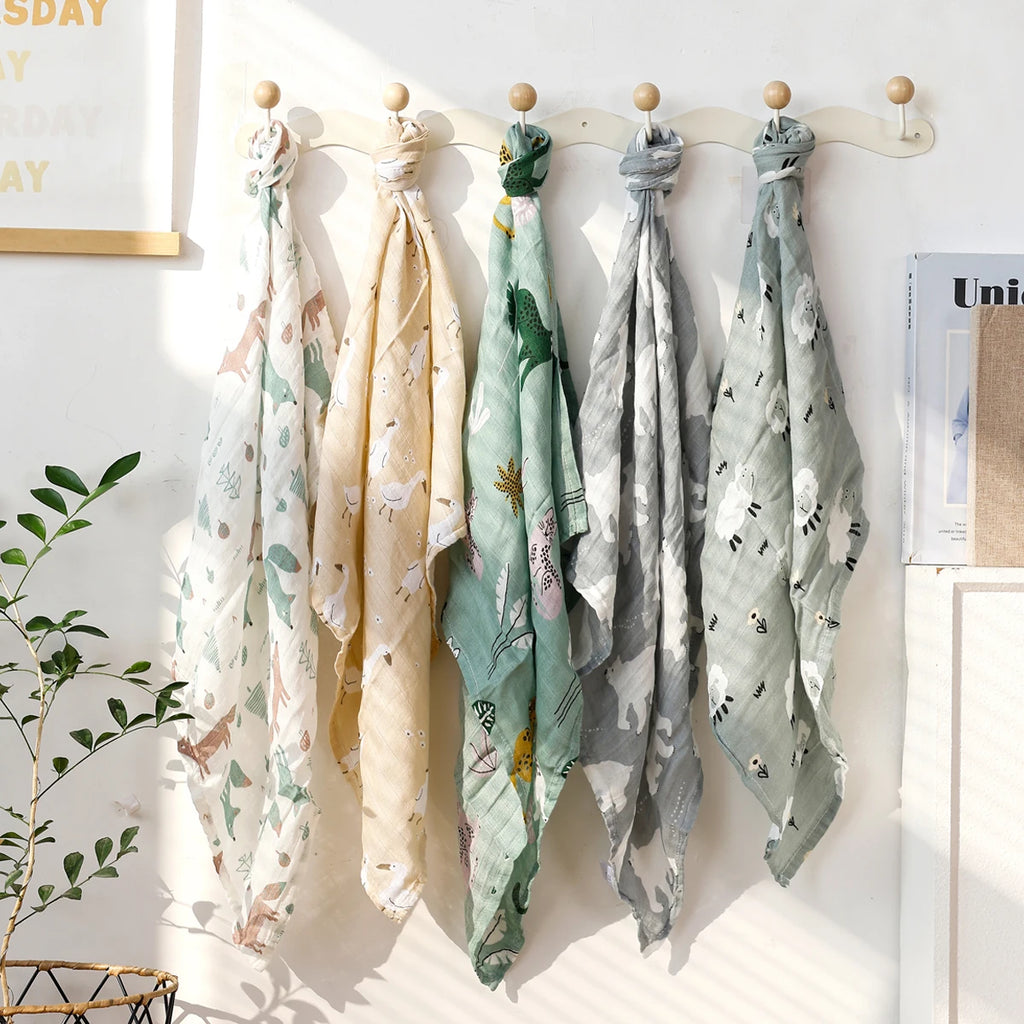 Baby Muslin Burp Cloths — 5-Pack Bamboo Cotton Set, curated presentation