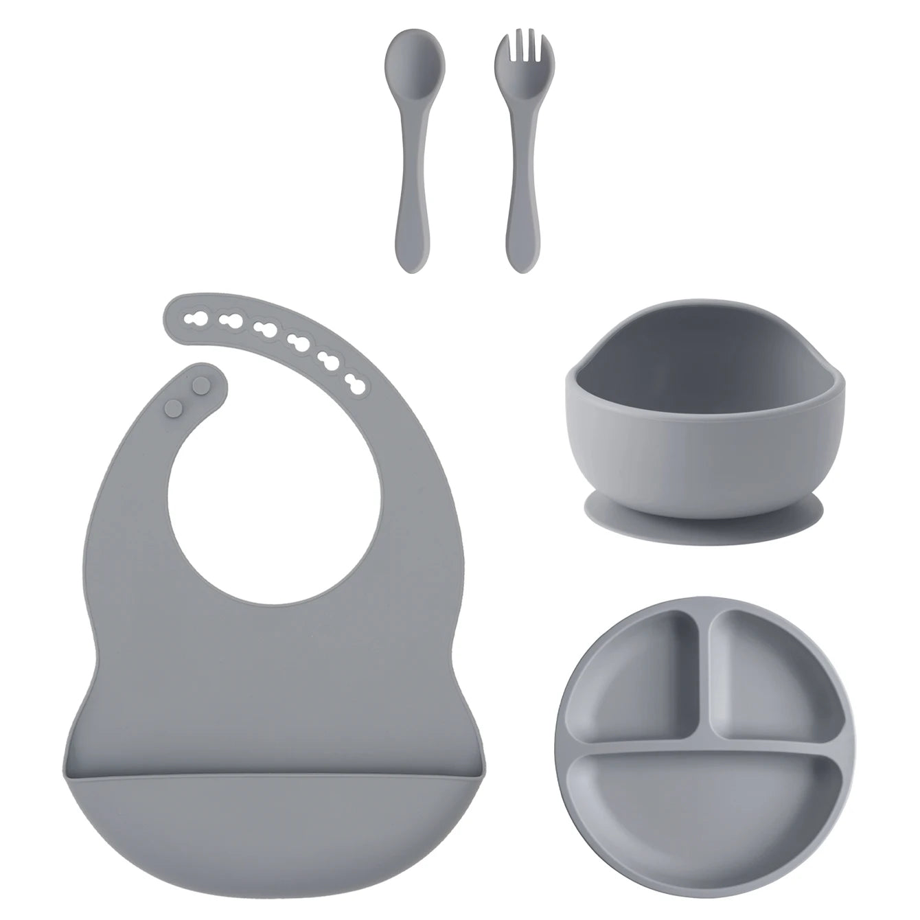 Silicone Baby Feeding Set 5PCS — Gentle Mealtime Essentials, thoughtful detail