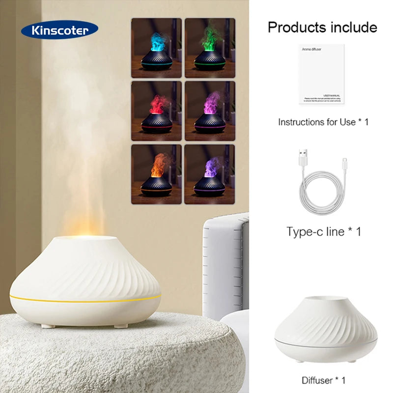 Volcanic Aroma Diffuser — Colorful Flame Humidifier 130ml, thoughtful detail
