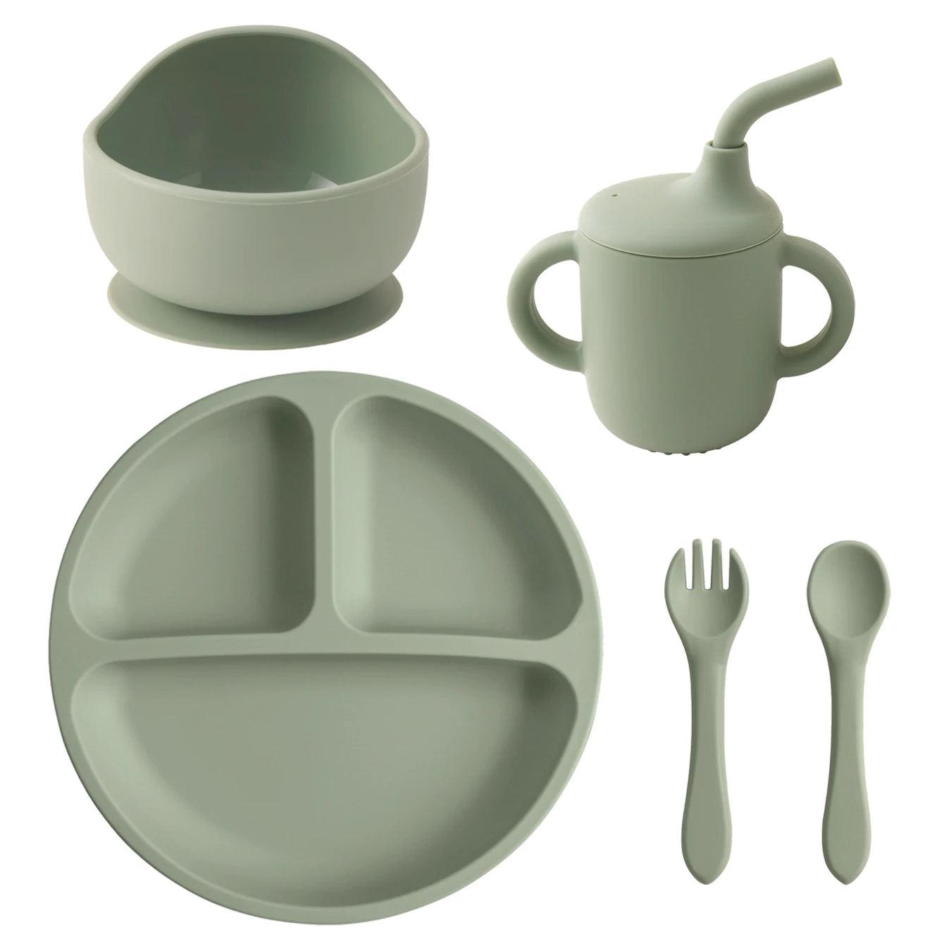 Silicone Baby Feeding Set 5PCS — Mess-Free & Learning, cozy moment