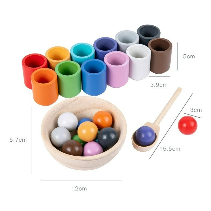 Montessori Color Matching Game — Wooden Play for Ages 3+, natural styling