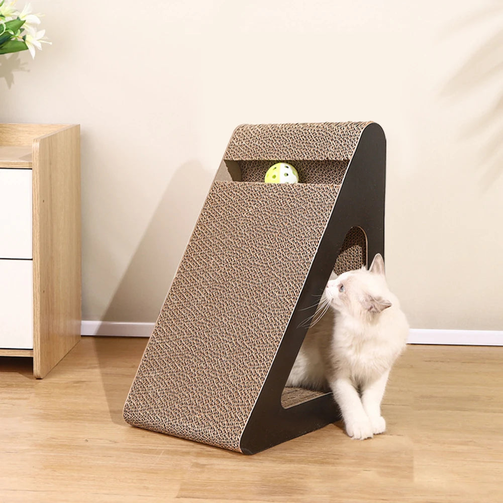 Cat Scratcher & Play Toy — Durable Cardboard Design, alternate angle