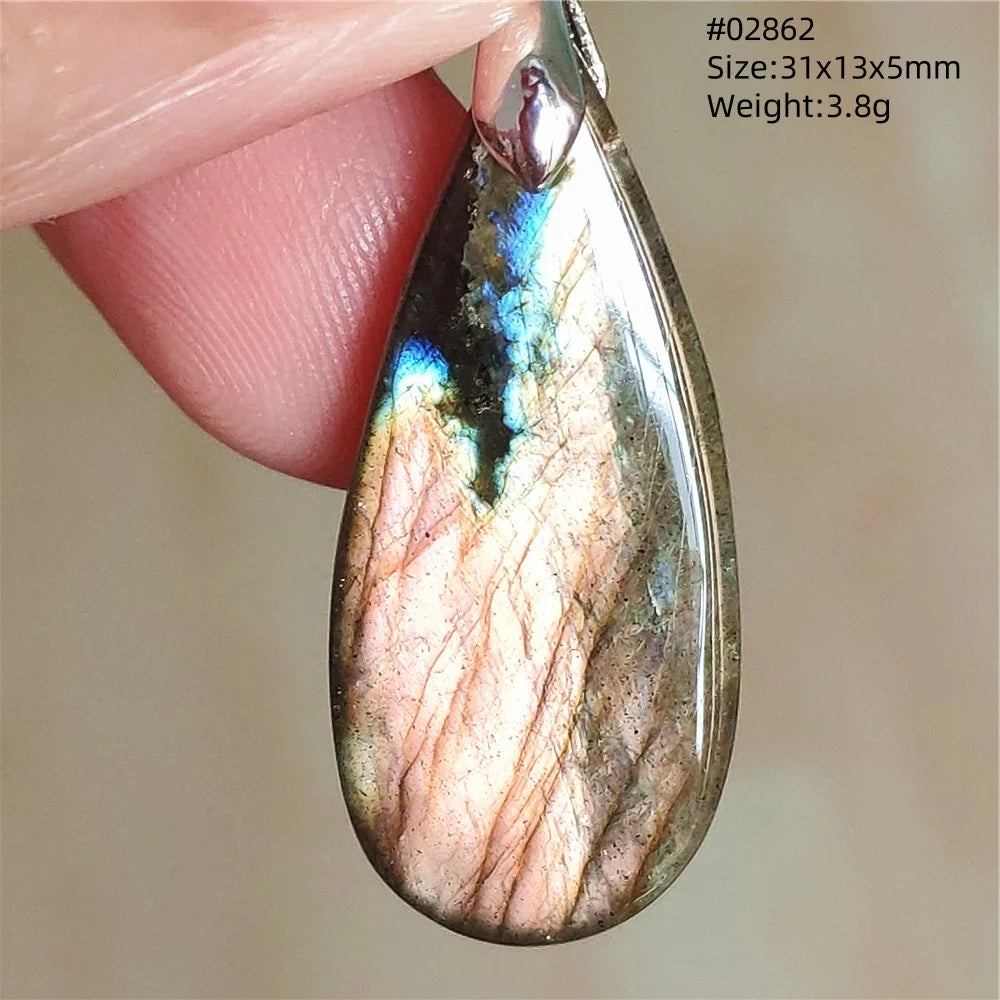 Labradorite Teardrop Pendant — A Soothing Blue Gemstone, top view