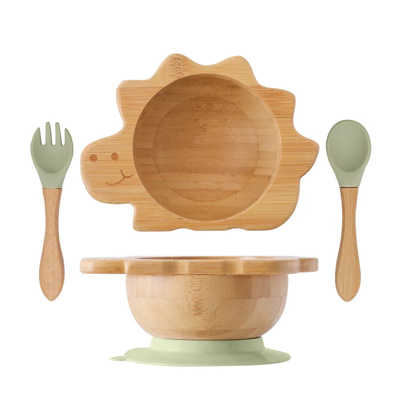 Bamboo Baby Feeding Set — Sun Plate & Suction Bowl, close-up detail