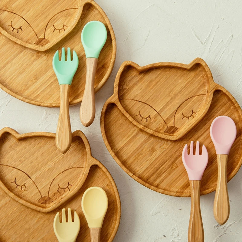 Bamboo Fox Tableware Set — BPA-Free Infant Feeding