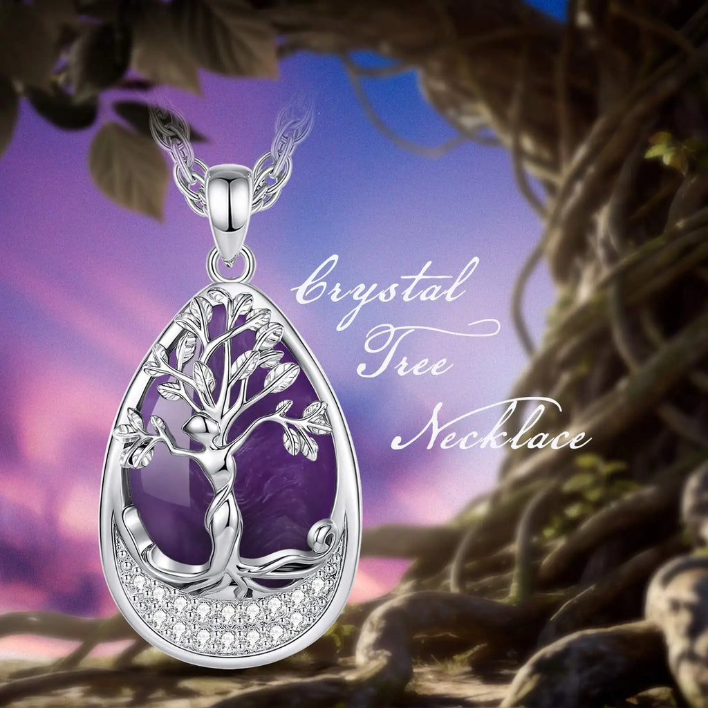 Tree of Life Amethyst Necklace — Nurturing Spirit, premium quality view