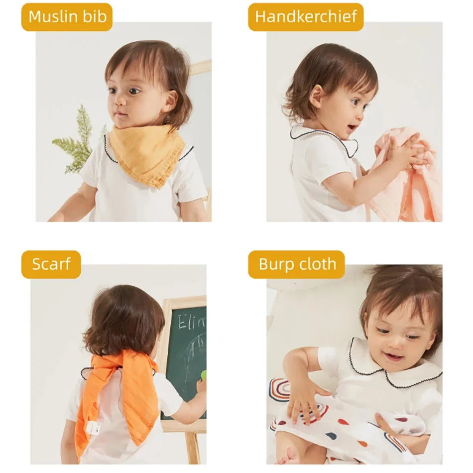 Baby Muslin Burp Cloths — 5-Pack Bamboo Cotton Set, lifestyle setting