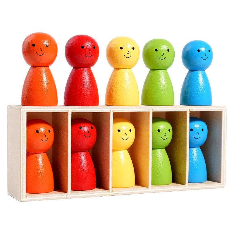 Montessori Wooden Peg Dolls — Color Sorting for Toddlers 3+, thoughtful detail