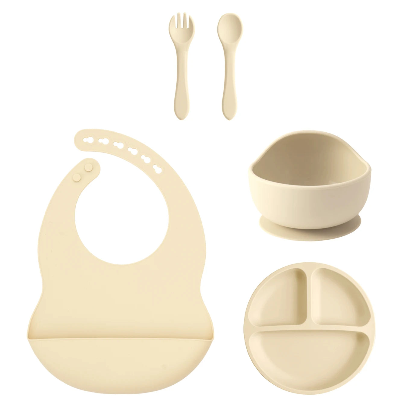 Silicone Baby Feeding Set 5PCS — Gentle Mealtime Essentials, top view
