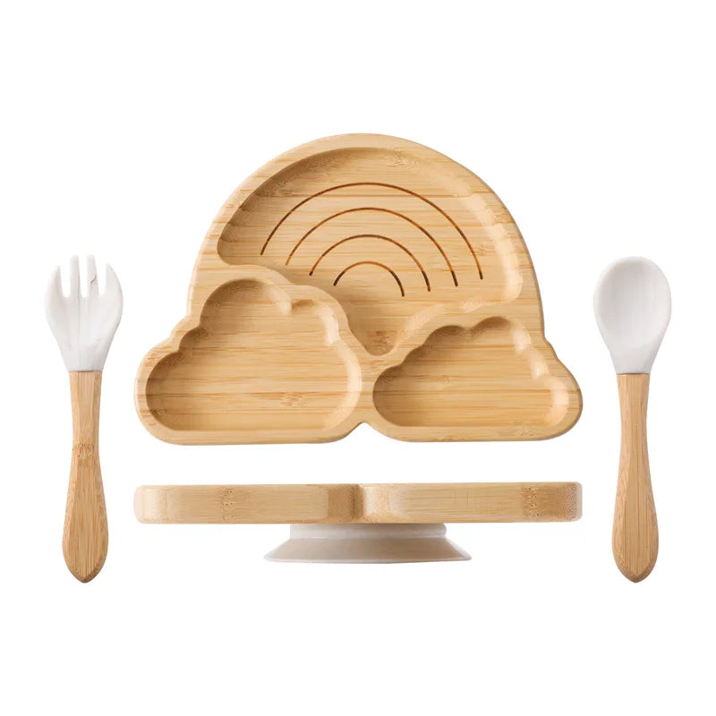 Bamboo Baby Feeding Set — Sun Plate & Suction Bowl, elegant display