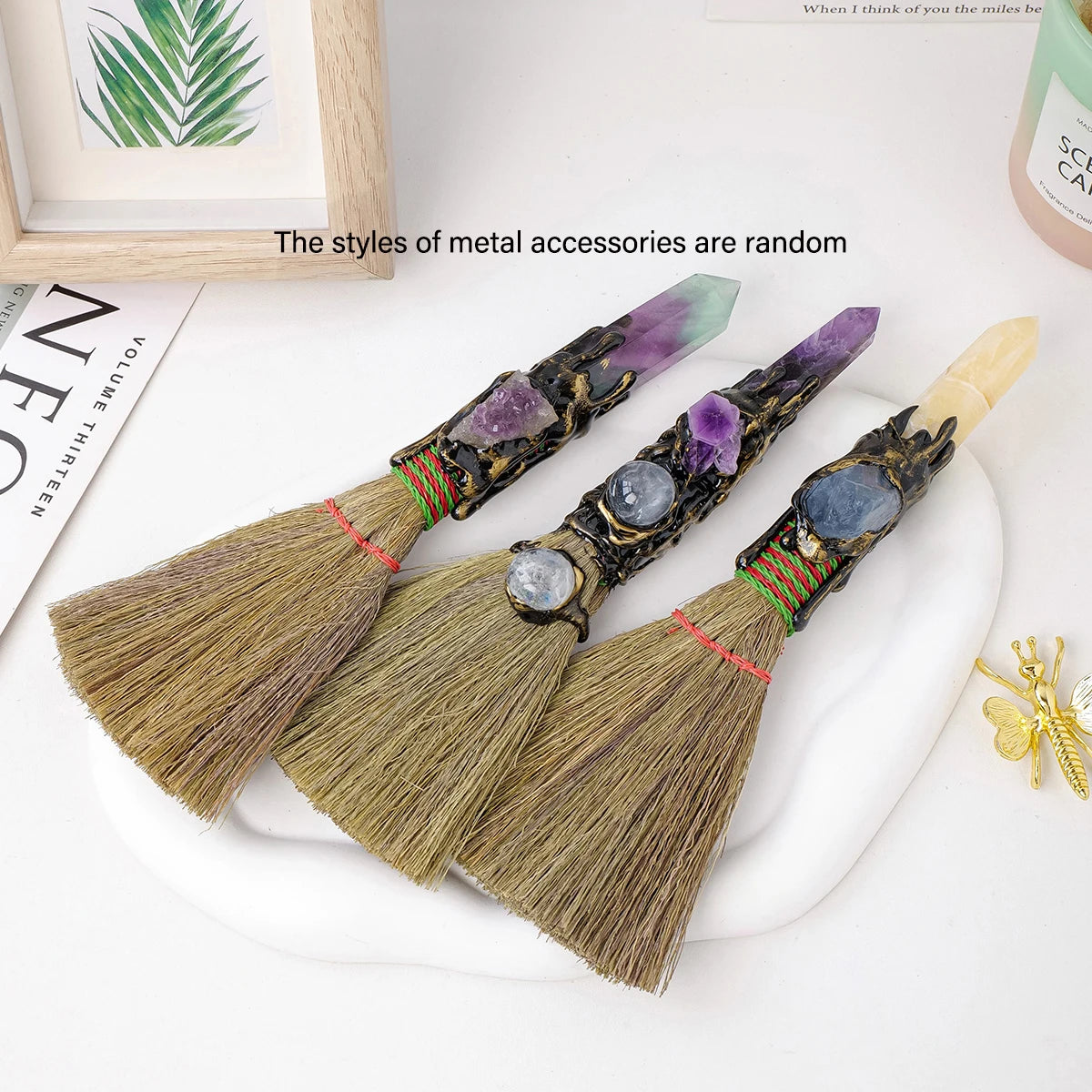 Crystal Altar Broom — Sacred Space Decor, alternate angle