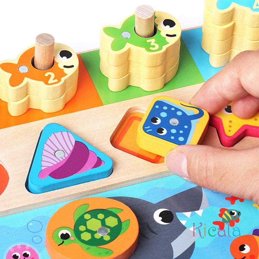Montessori Wooden Activity Board — Early Learning Fun, natural styling