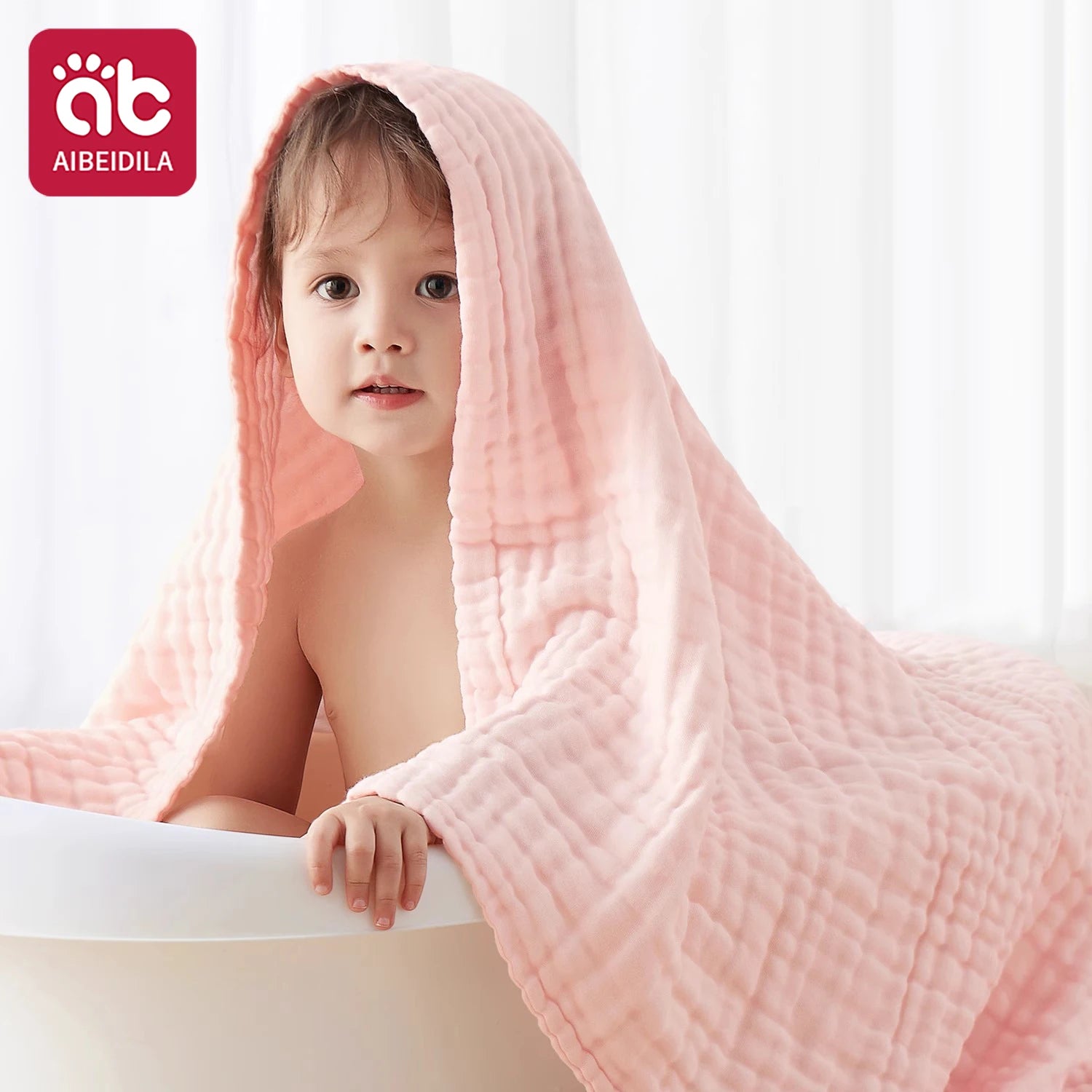 6-Layer Cotton Gauze Baby Towel — Soft 90x90cm Wrap, thoughtful detail