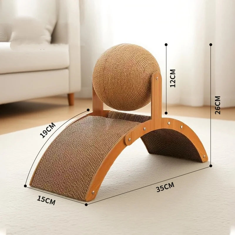 Sisal Scratching Ball — Natural Wood Cat Scratcher, soft texture detail