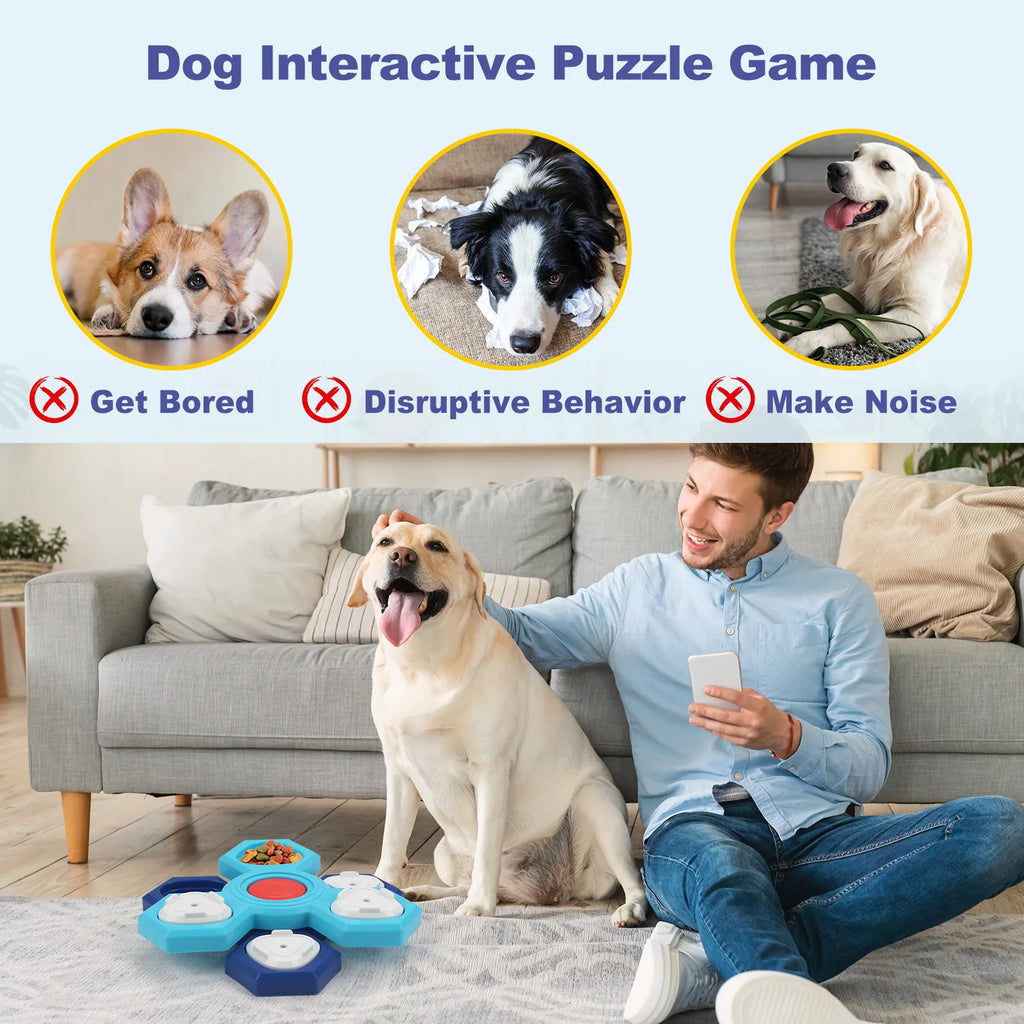 Interactive Dog Puzzle — 4-Layer Spinning Feeder, close-up detail