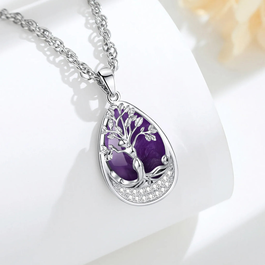 Tree of Life Amethyst Necklace — Nurturing Spirit, natural styling