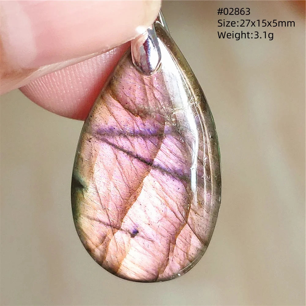 Labradorite Teardrop Pendant — A Soothing Blue Gemstone, side view
