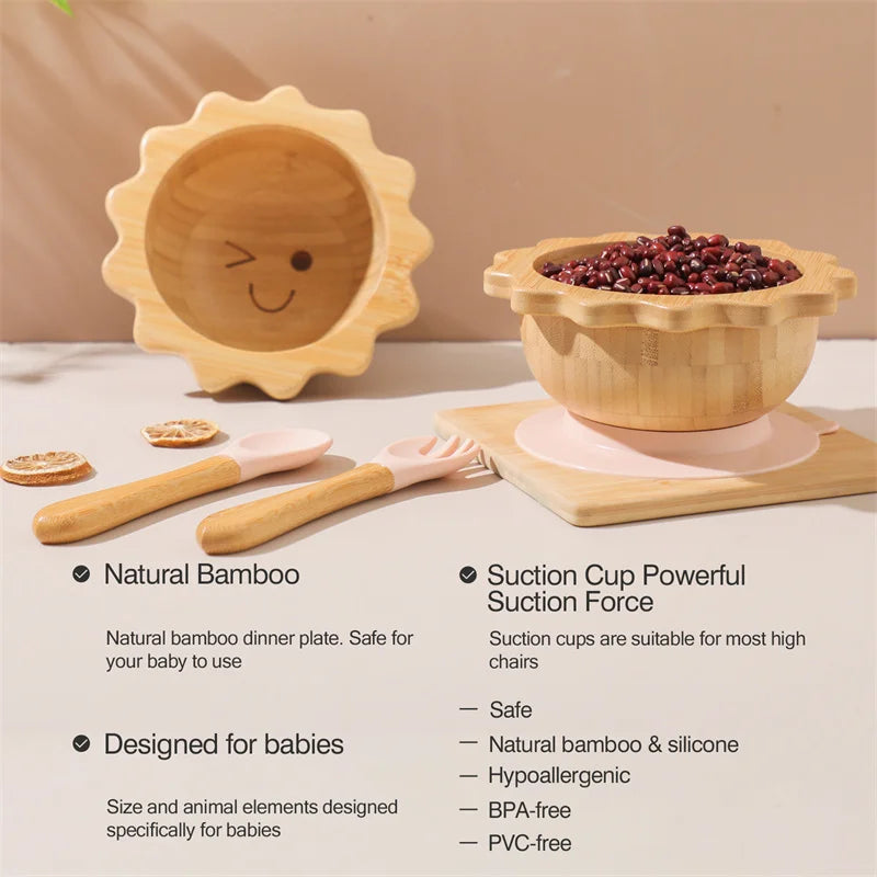Bamboo Baby Feeding Set — Sun Plate & Suction Bowl, premium quality view