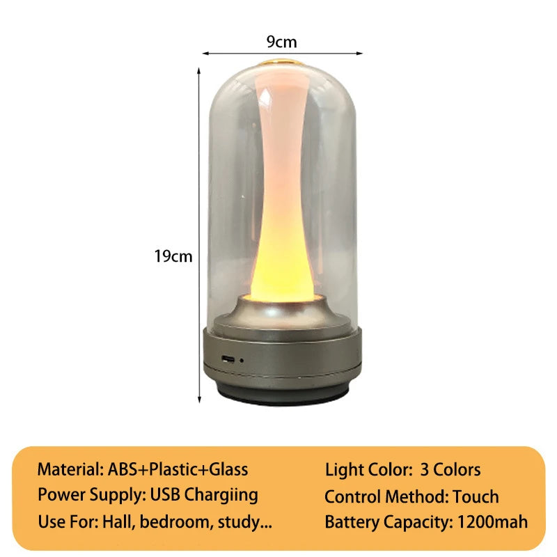 Touch-Sensitive Table Lamp — Dimmable Candle Glow, side view