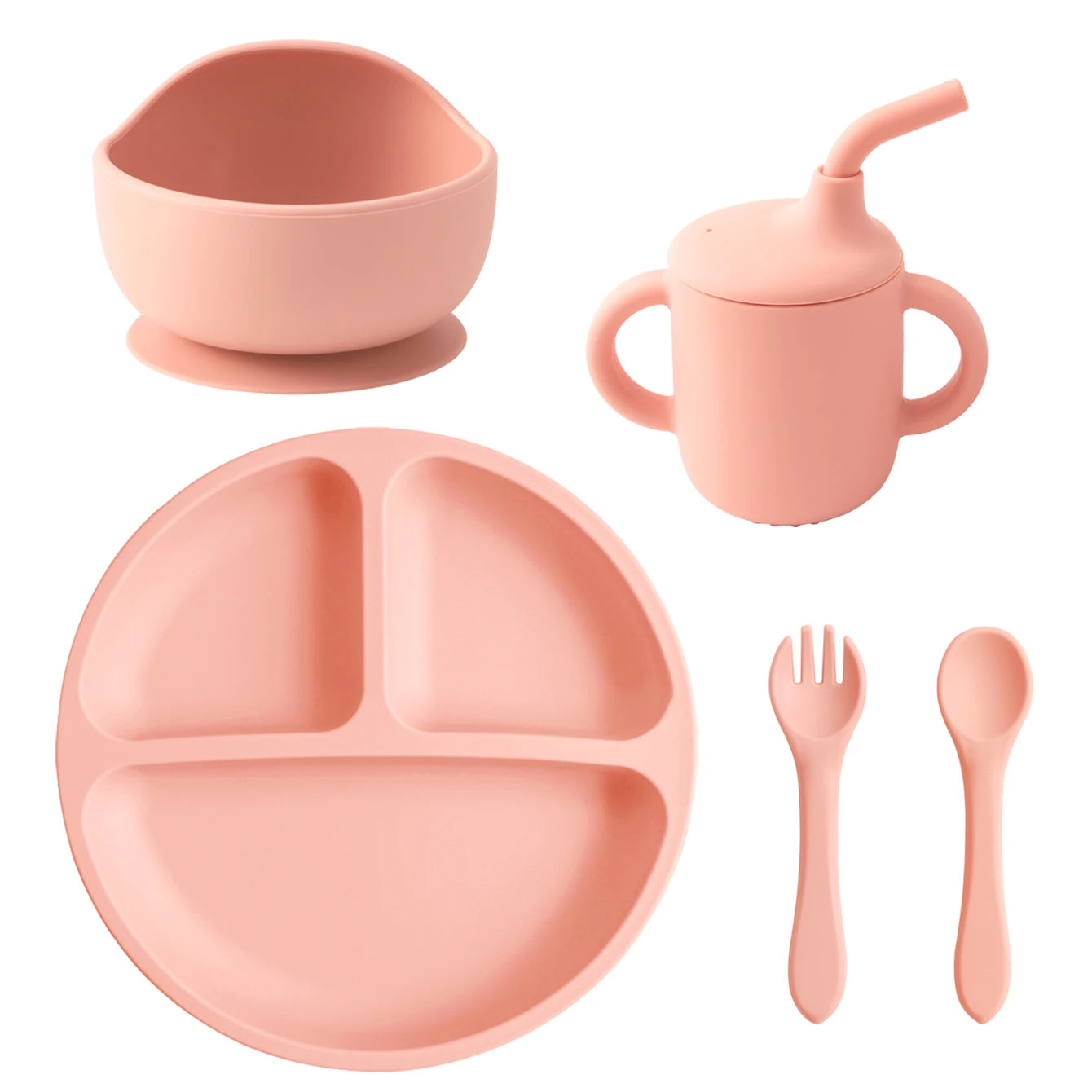 Silicone Baby Feeding Set 5PCS — Mess-Free & Learning, in use