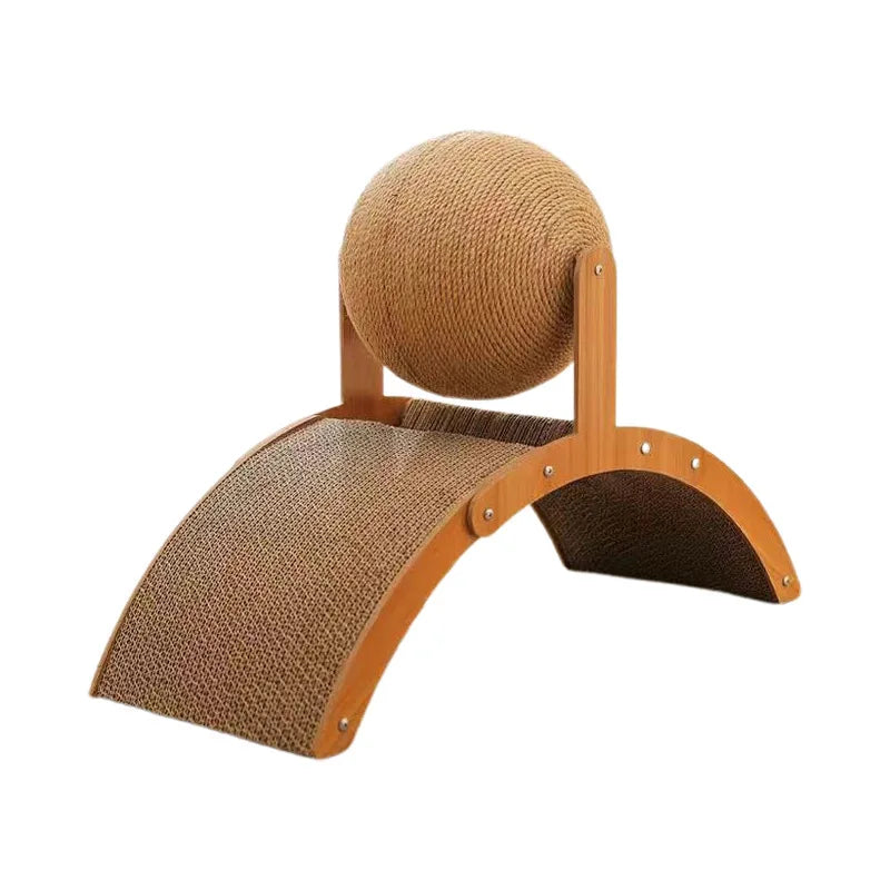 Sisal Scratching Ball — Natural Wood Cat Scratcher, lifestyle setting